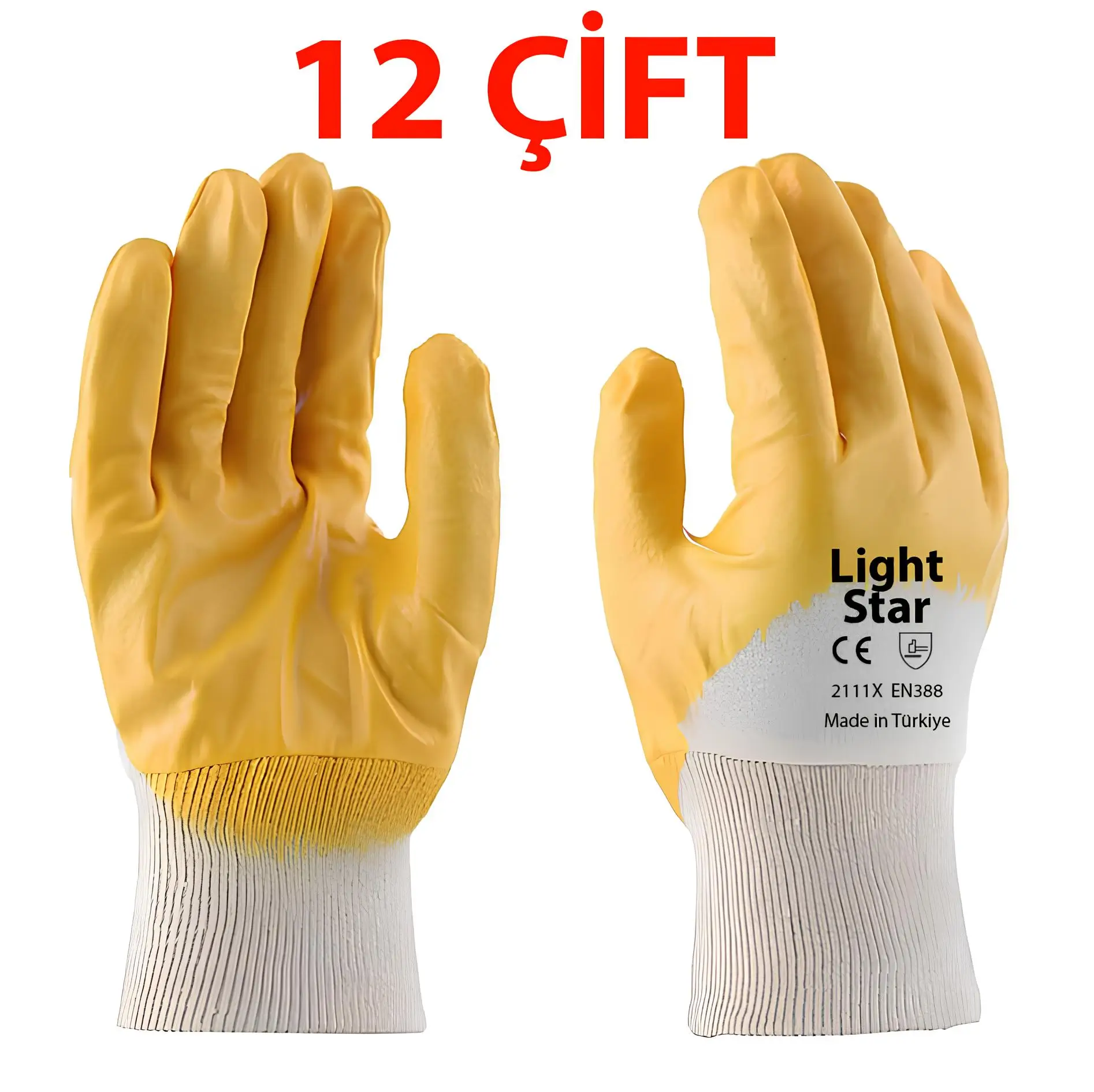 Light Star 3/4 Nitril Pamuk Örgü İş Eldiveni 12 Adet/Çift
